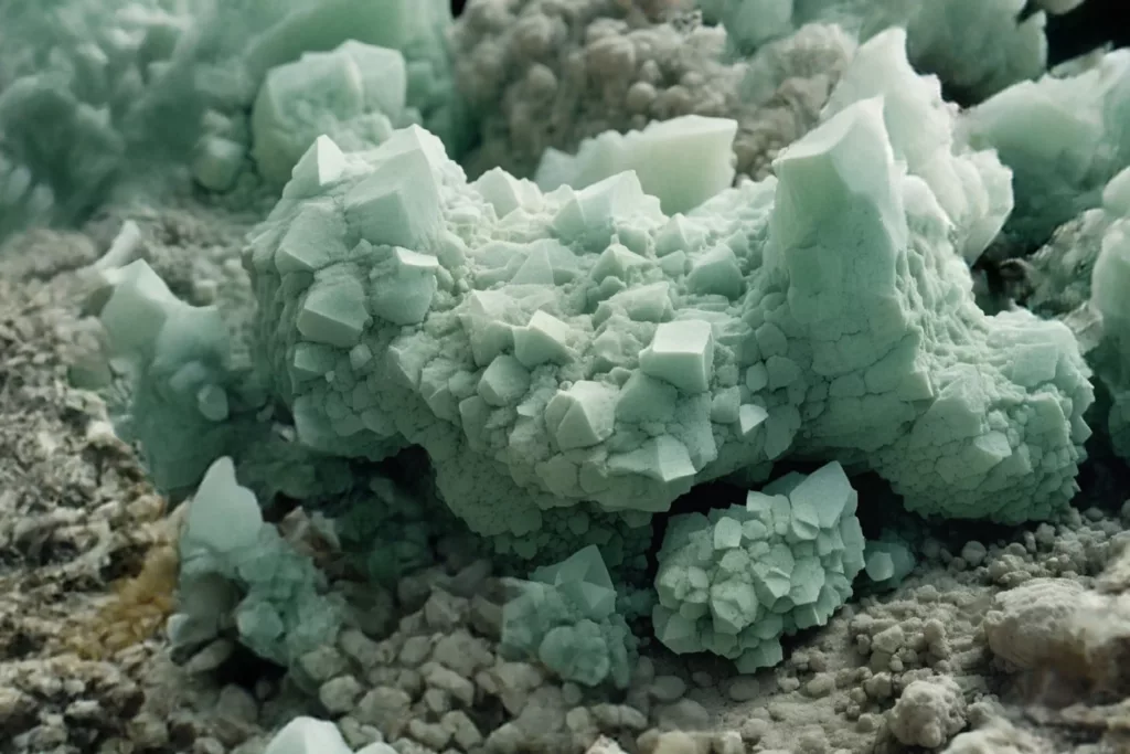Calcium carbonate mineralized crust binding the fine particles